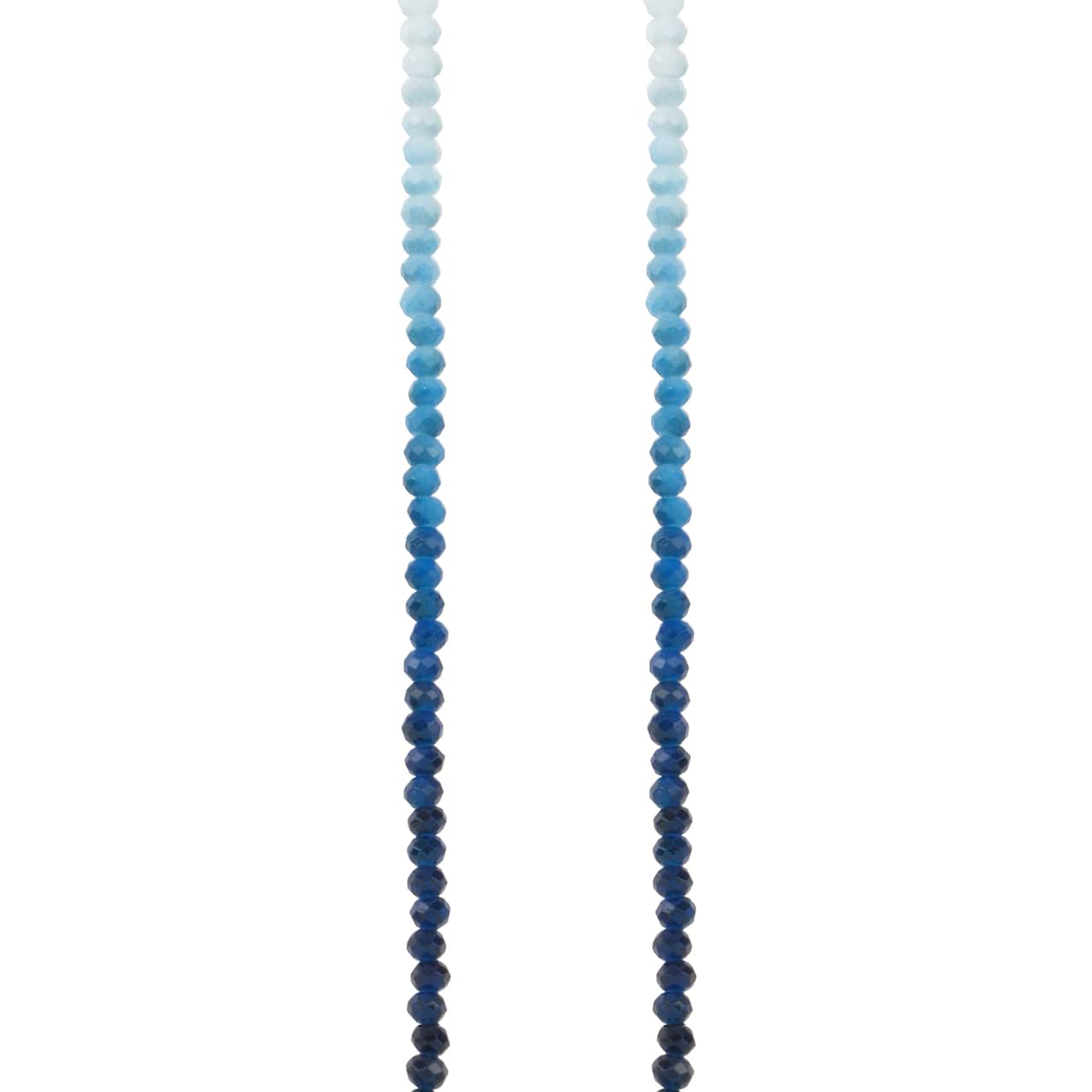 Blue &#x26; White Ombre Faceted Glass Rondelle Beads by Bead Landing&#x2122;